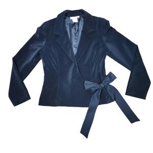WHBM White House Black Market Blazer Wrap Jacket‎ Black Bow Tie Stretch 4 Small